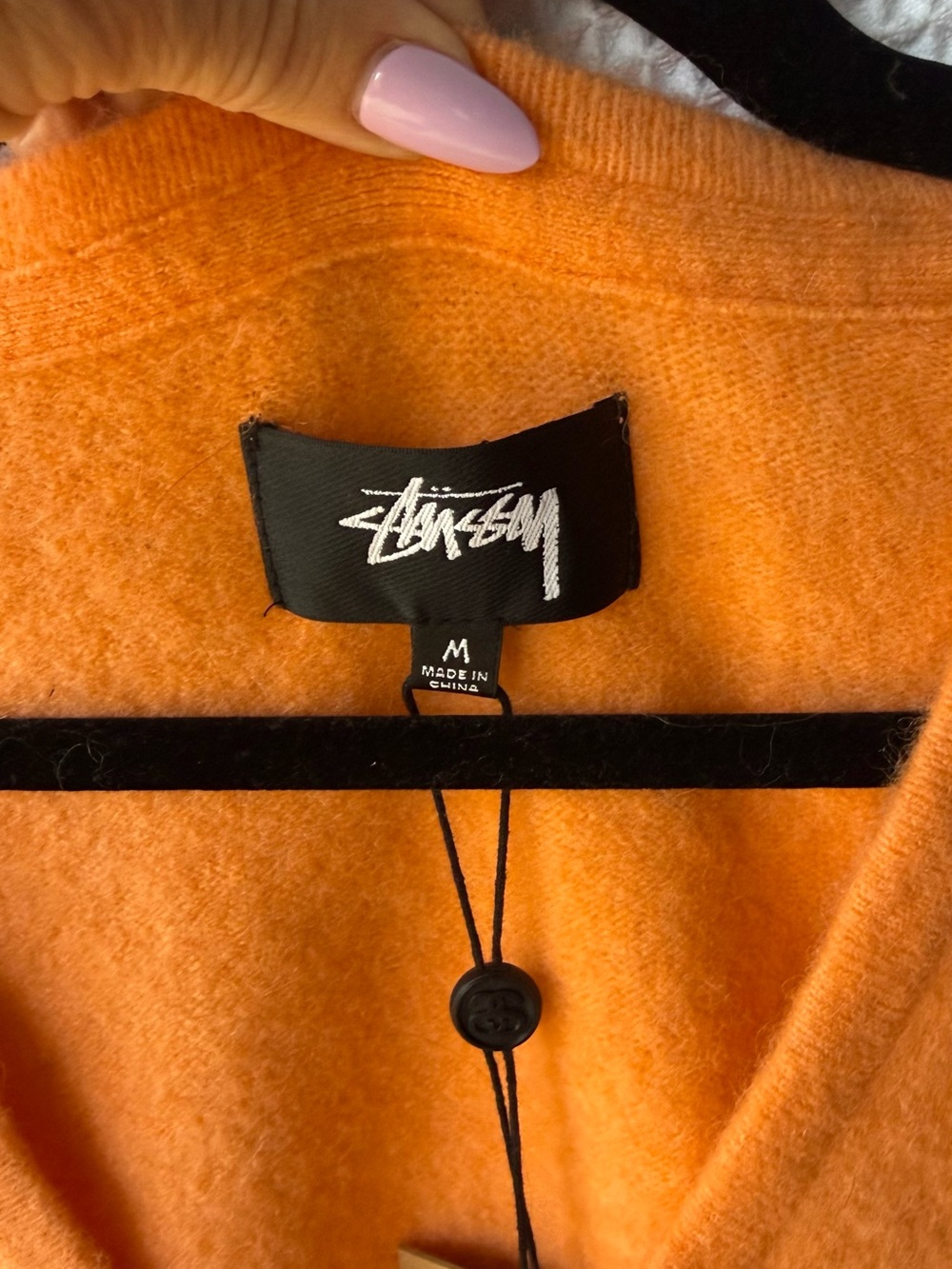 Stussy Peach V-Neck Button up Brushed Cardigan - Picture 2 of 4